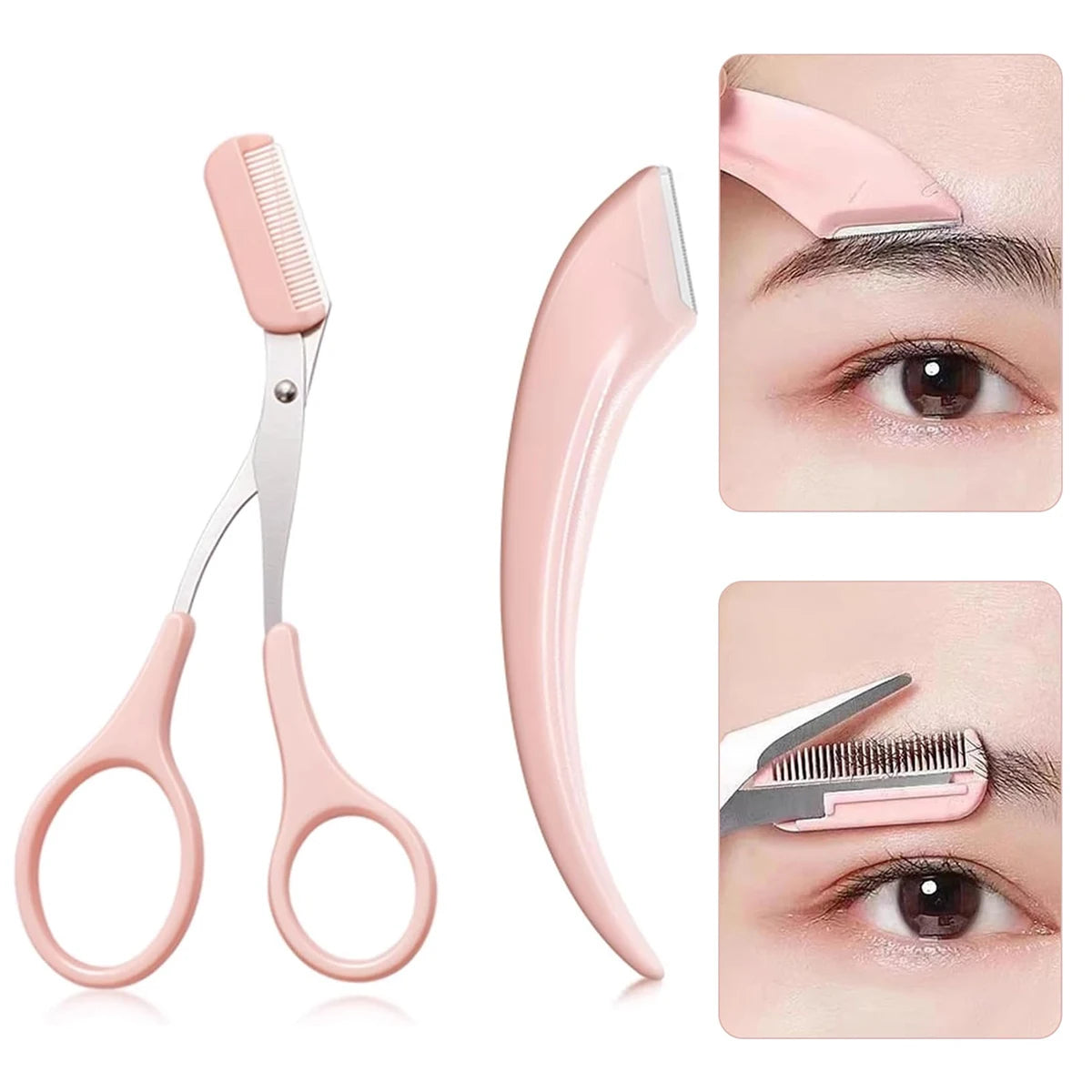 Precision Eyebrow Trimmer Set – Scissors, Comb & Razor