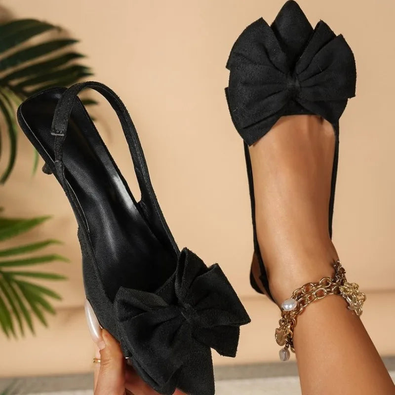 Women Sandals Trend Leopard Print Bow Heels Shoes Summer Thin Heel Zpaxo