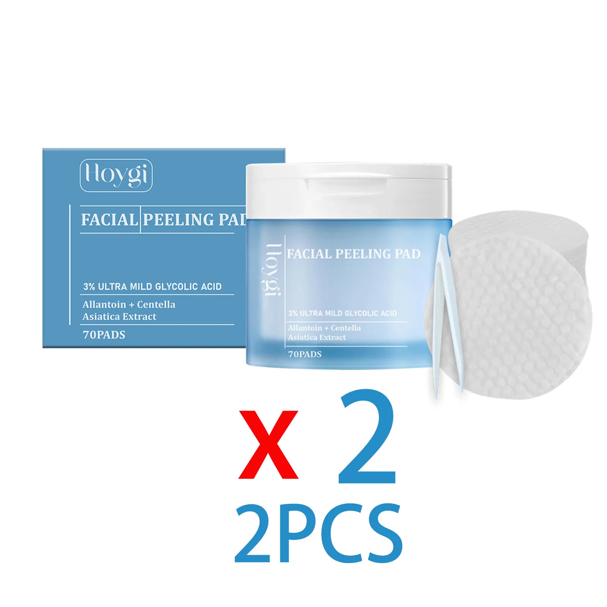 Hoygi Salicylic Acid Exfoliating Pads for Face 70pcs Gentle Skin Brightening Toner Wipes with Glycolic Acid for Smooth Texture Zpaxo 2BOX(140PCS)