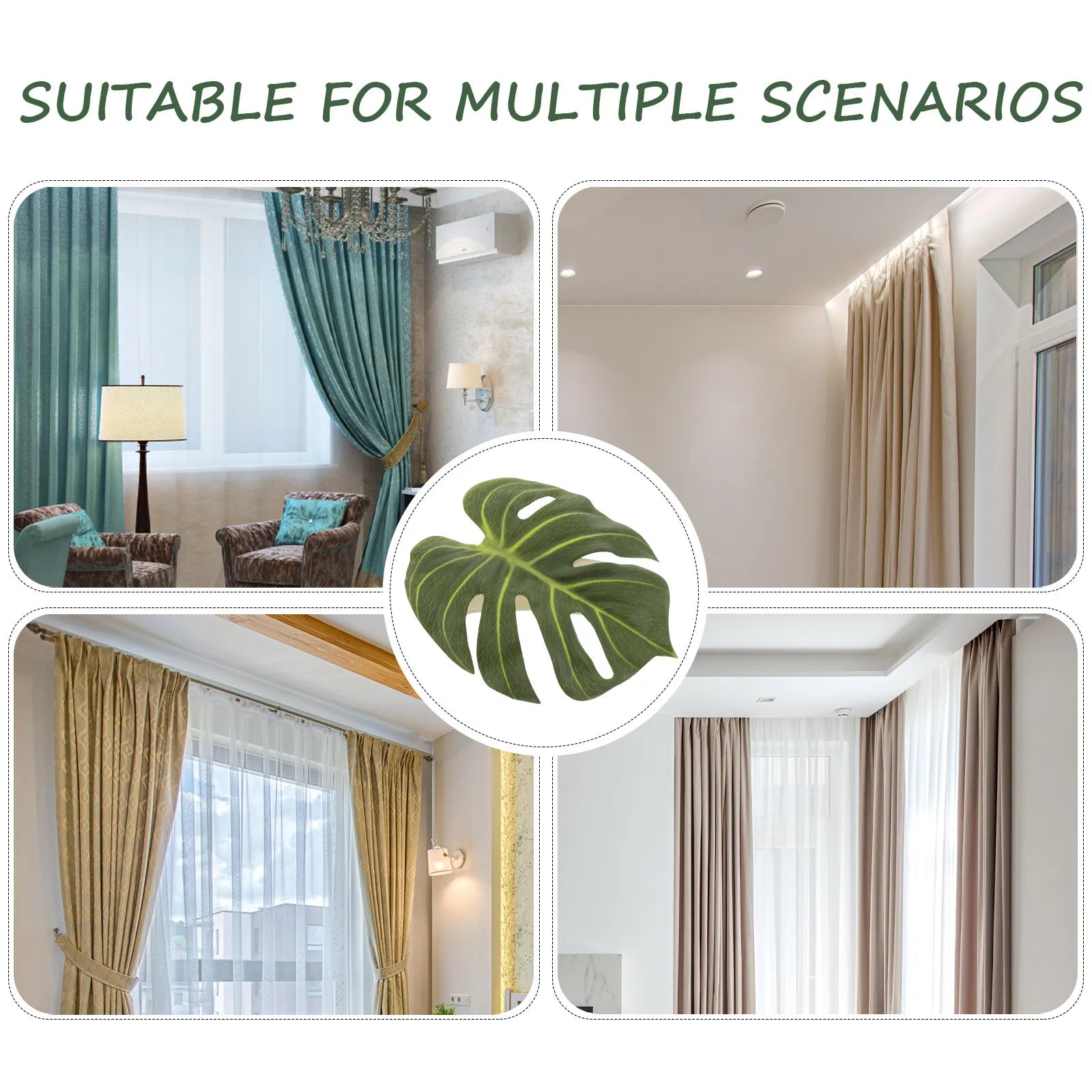 No Drill Monstera Leaf Curtain Tiebacks Decorative Drapery Holdbacks