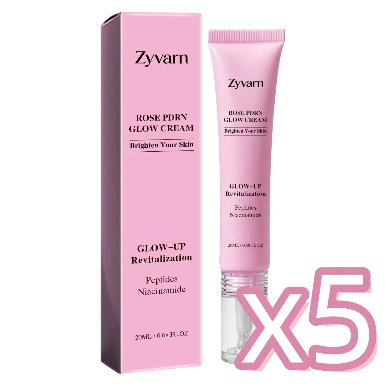 ZYVARN Rose PDRN Glow Boost Cream – Niacinamide & Peptides Facial Moisturizer Cream Zpaxo 20g Boxed x 5