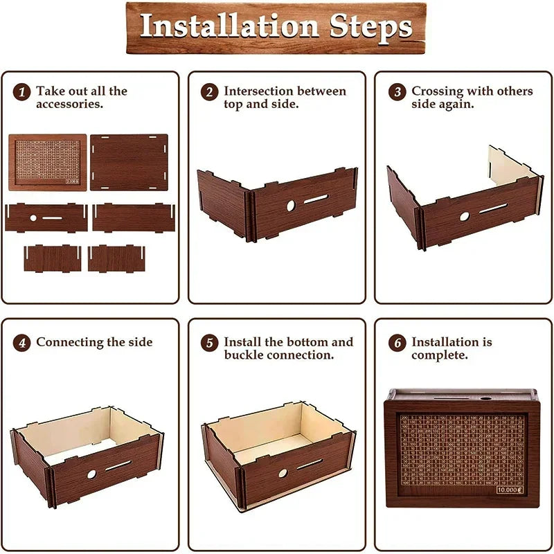 Handmade Natural Wooden Piggy Bank Decorative Disposable Saveing Money Box with Money Goals Counter Piggy Bank for Kids Adults Zpaxo
