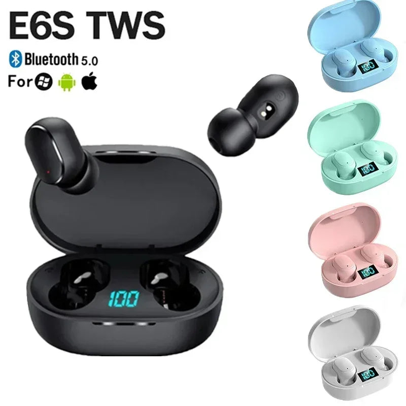 E6S Wireless Bluetooth Headset 5 2 Earphones LED Battery Display