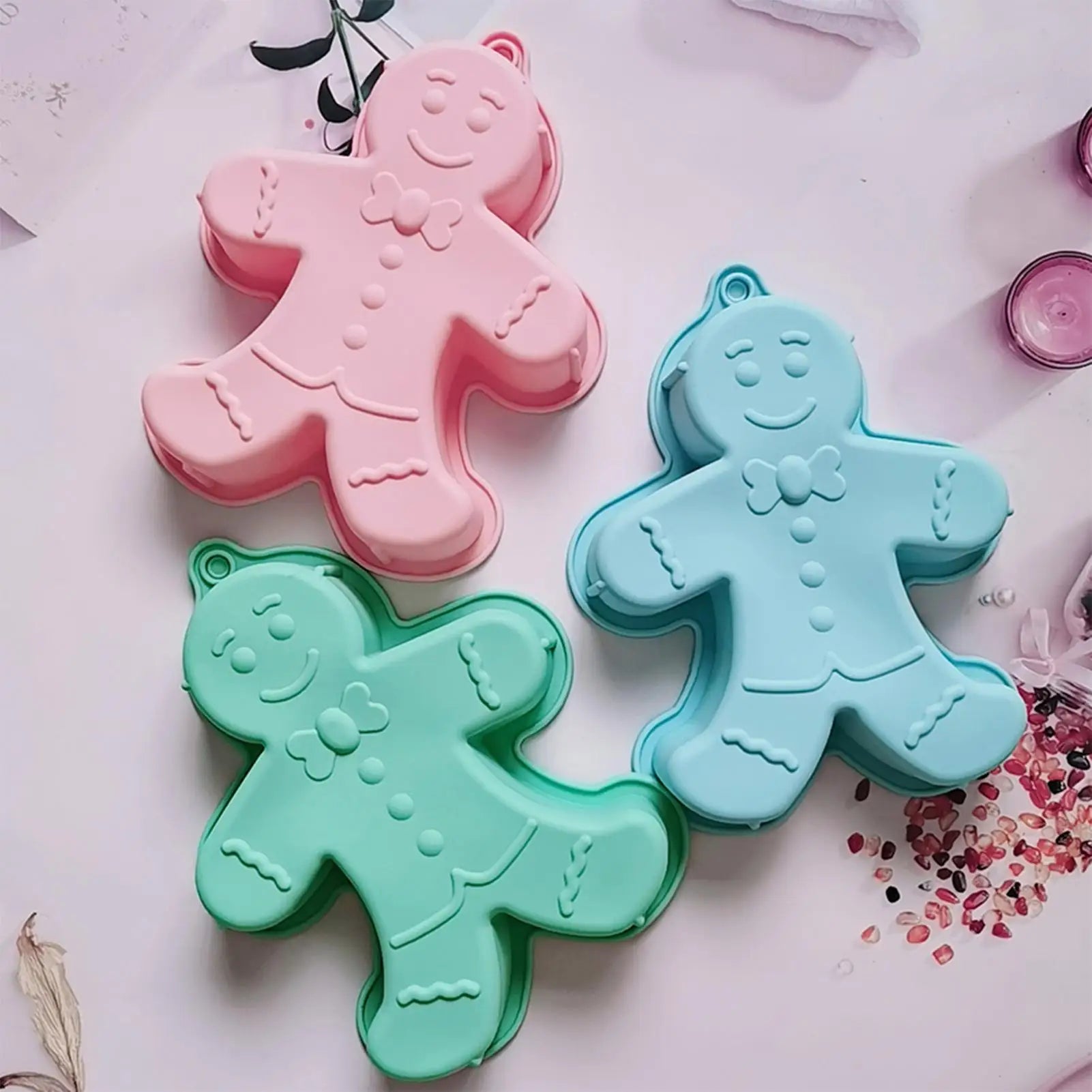 3D Silicone Gingerbread Man Baking Mold Non Stick Christmas Tray Cake