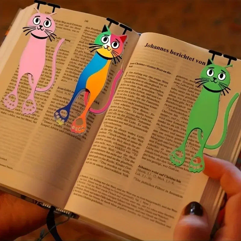 Cute 2D Acrylic Cat Bookmarks Colorful Page Markers Book Lovers
