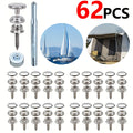 62 PCS Canvas Snap Kit, Marine Grade Stainless Steel (Cover, Sockets, Screws, Fabric Base Assembly) for Covers with Material Zpaxo 62sets
