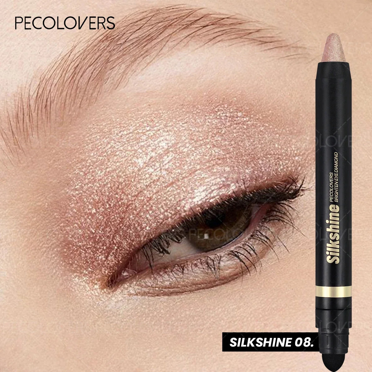 Smudge-proof Metallic Eyeshadow Stick Pearlescent Shimmer Quick Zpaxo 08