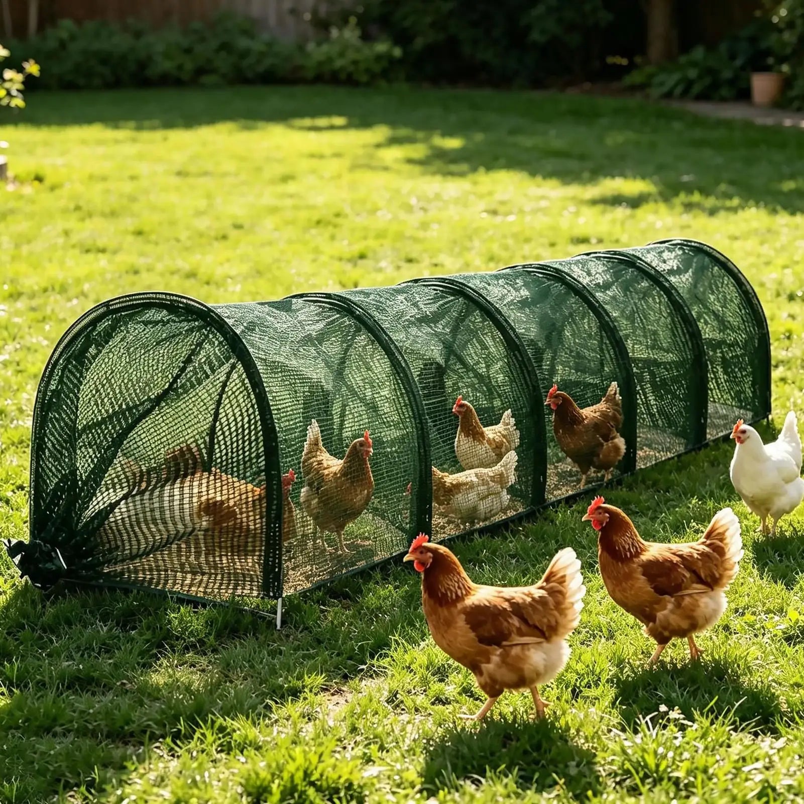 Foldable Chicken Tunnel Outdoor Metal Poultry Run Quick Install