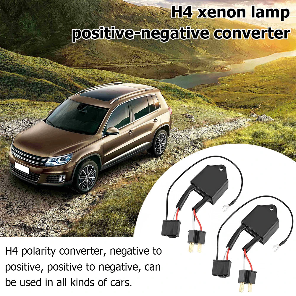 1 Pair Car LED Headlight Reversed Polarity Converter Black Positive Negative Switch Harness Adapter Decoder for H4 Xenon Lamp Zpaxo