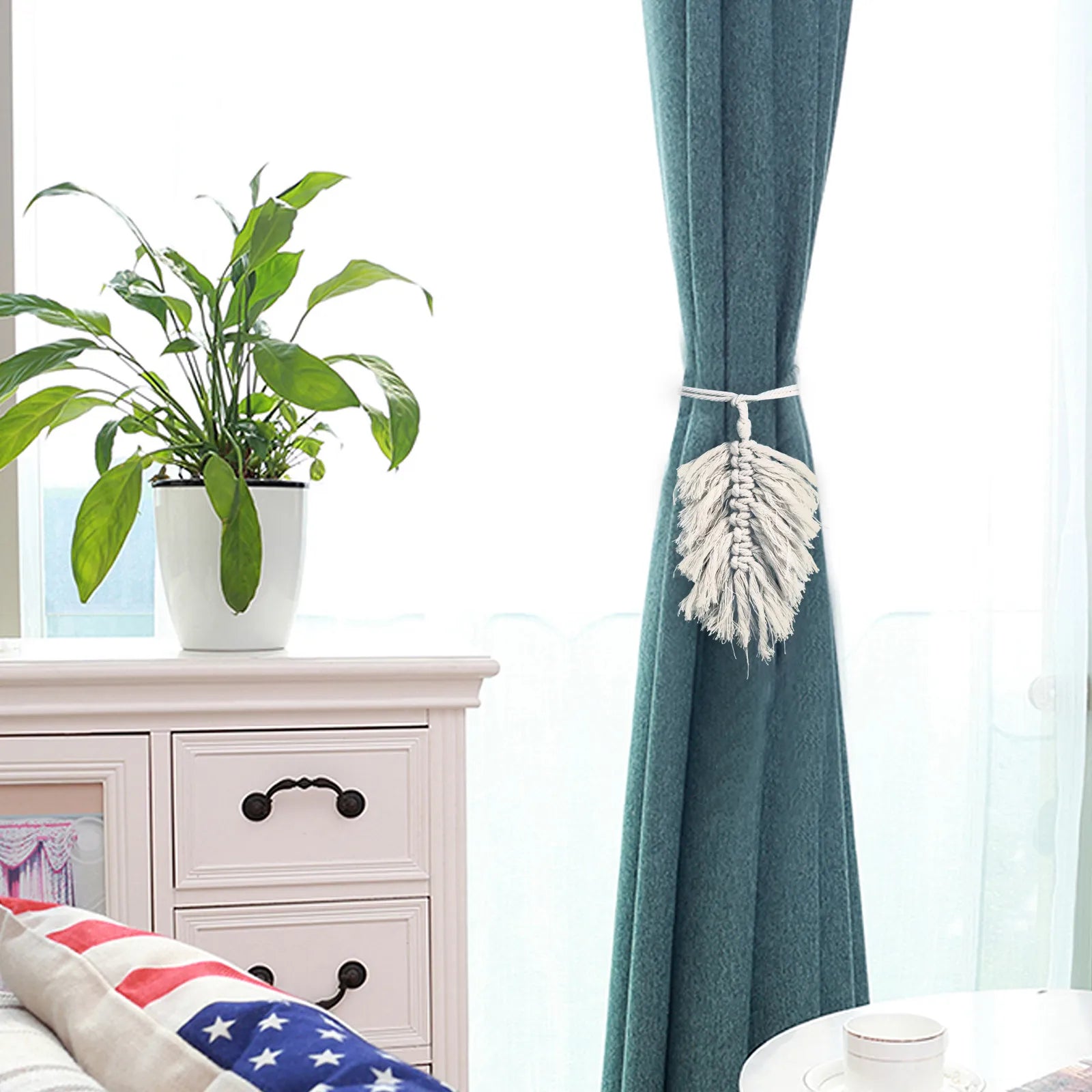 Cotton Curtain Tieback Hand-woven Rope Tie Holdback Valances