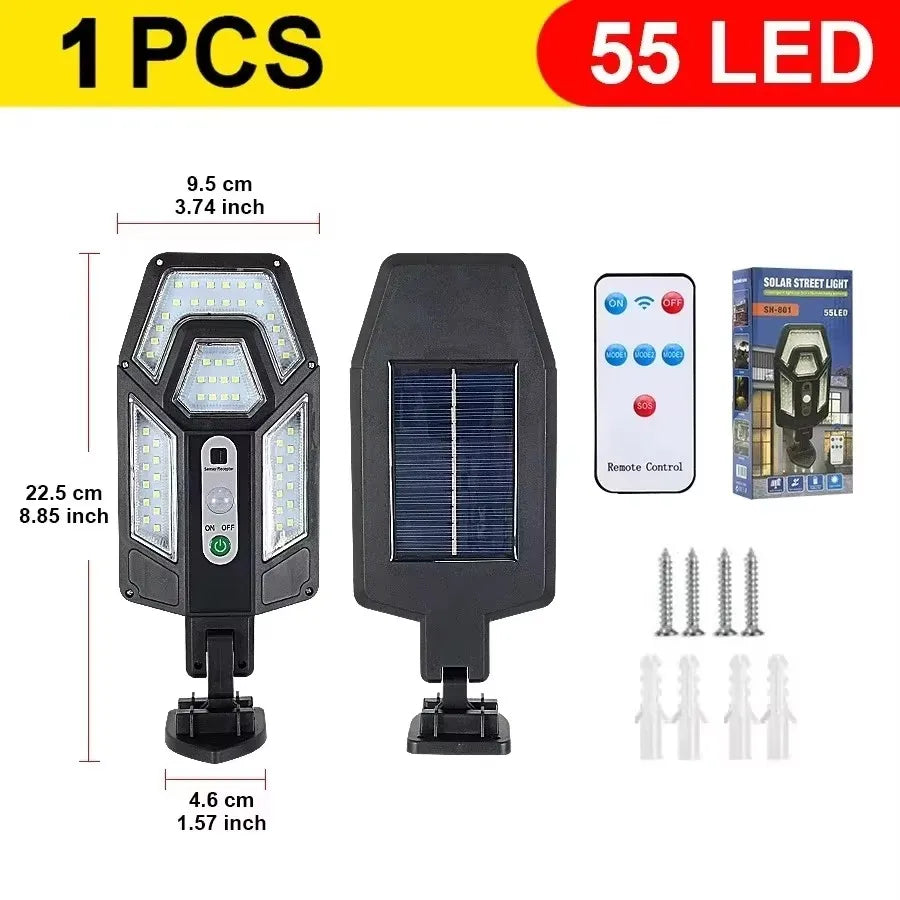 Solar Outdoor Wall Light 9900LM Motion Sensor IP65 Waterproof