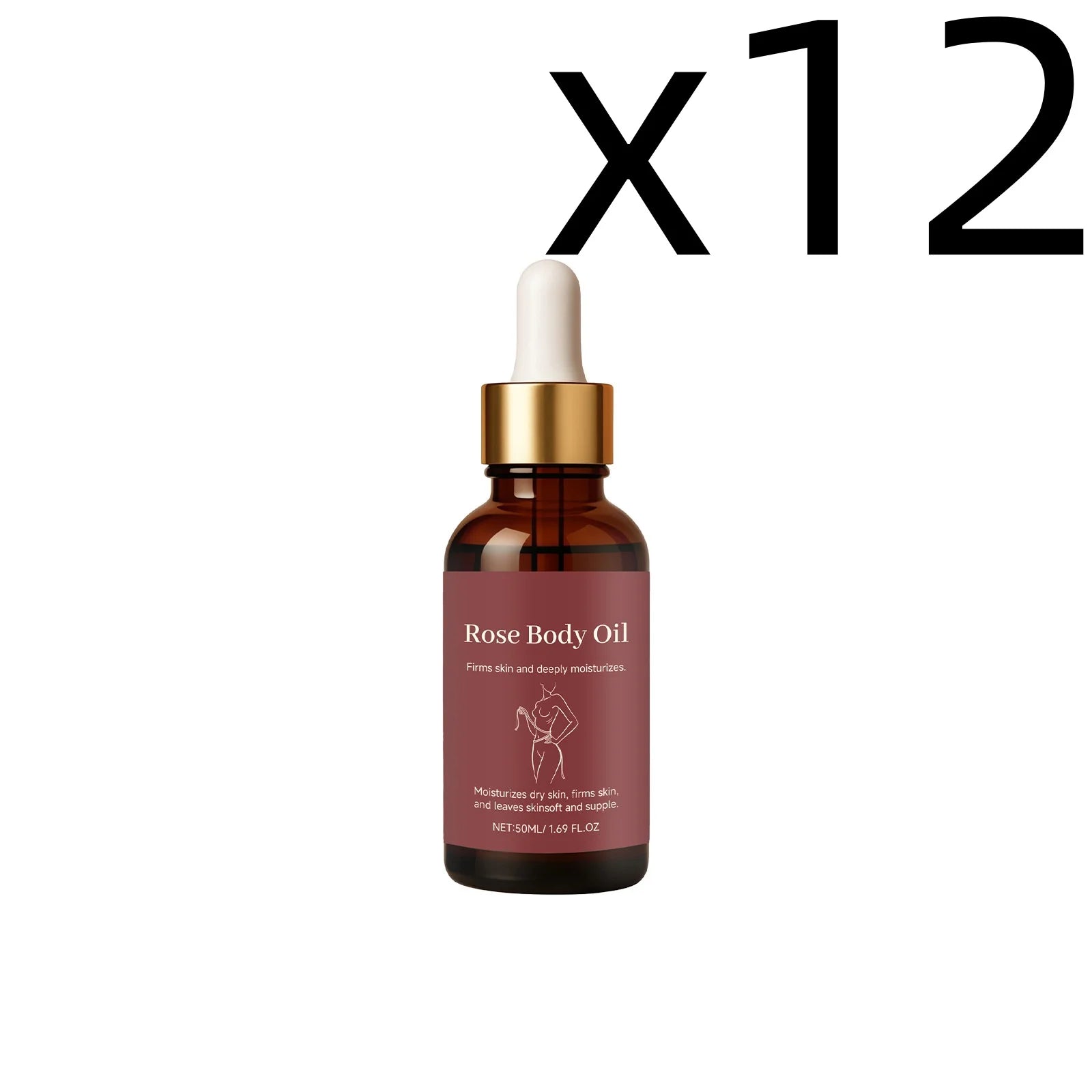 Rose Body Essential Oil Serum – Nourishing & Moisturizing 50ml Body Oil Serum Zpaxo 50ml X 12PCS