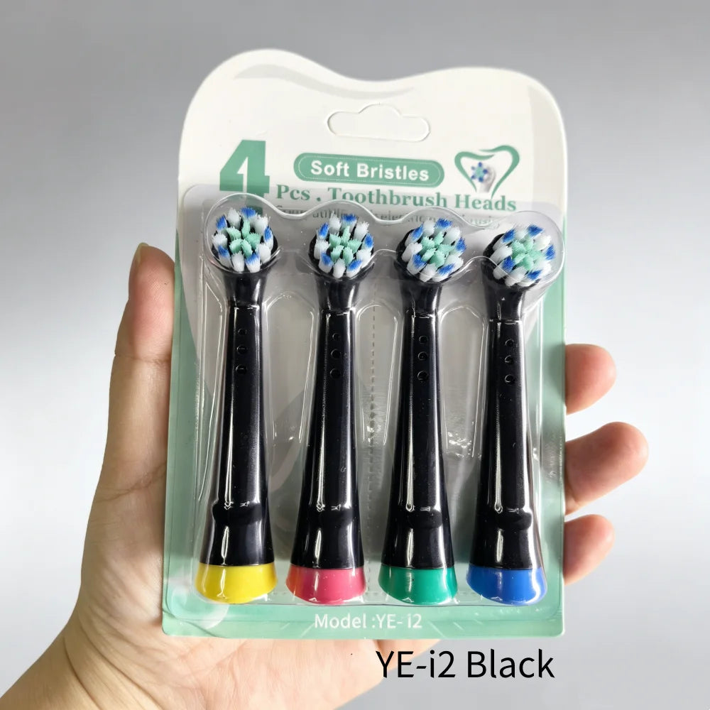 Electric Toothbrush Heads Replacement Compatible Oral-b Io Series 2 3 Zpaxo YE-i2 Black 4pcs