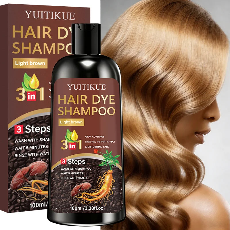YUITIKUE 3-in-1 Light Brown Hair Dye Shampoo – Cover Gray Hair Hair Dye Shampoo Zpaxo Default Title