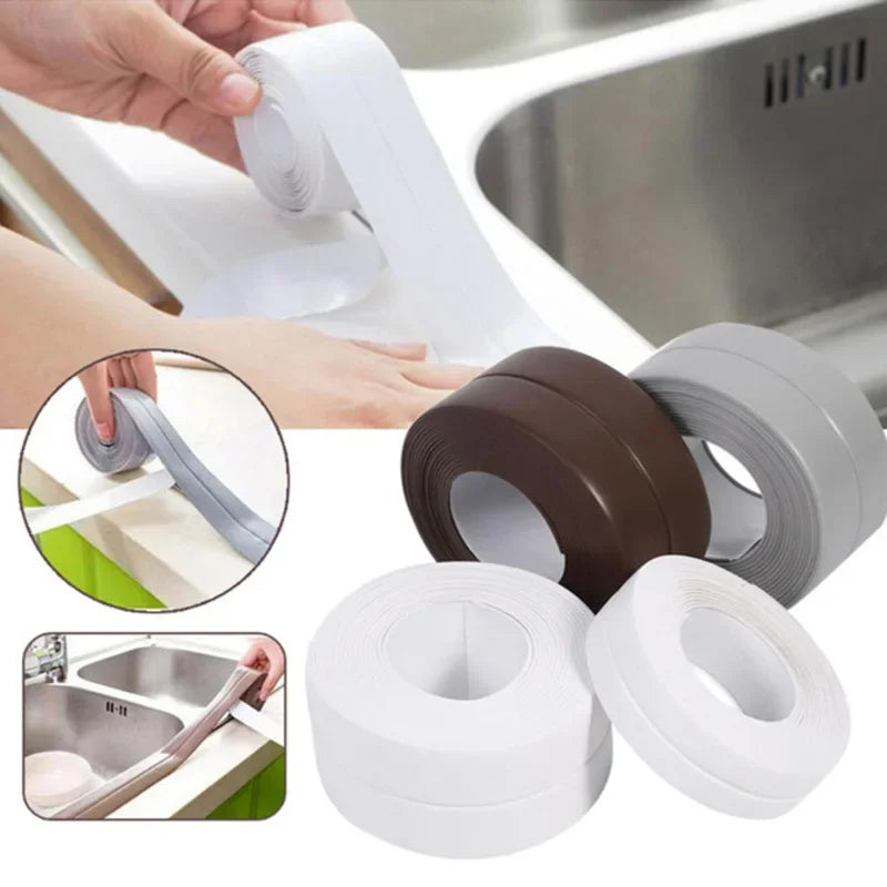 PVC Waterproof Sealing Tape Bathroom Toilet Caulk Tapes Kitchen Sink Countertop Mildew Fouling Proof Sealer Self Adhesive Strip Zpaxo