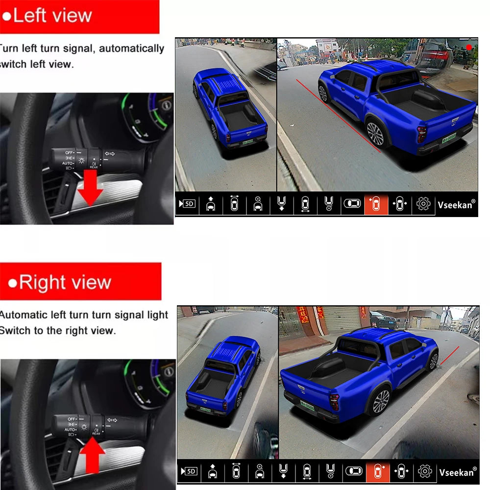 Car 360 View Camera System Surround Panorama DVR Driving Bird 7-Inch Zpaxo