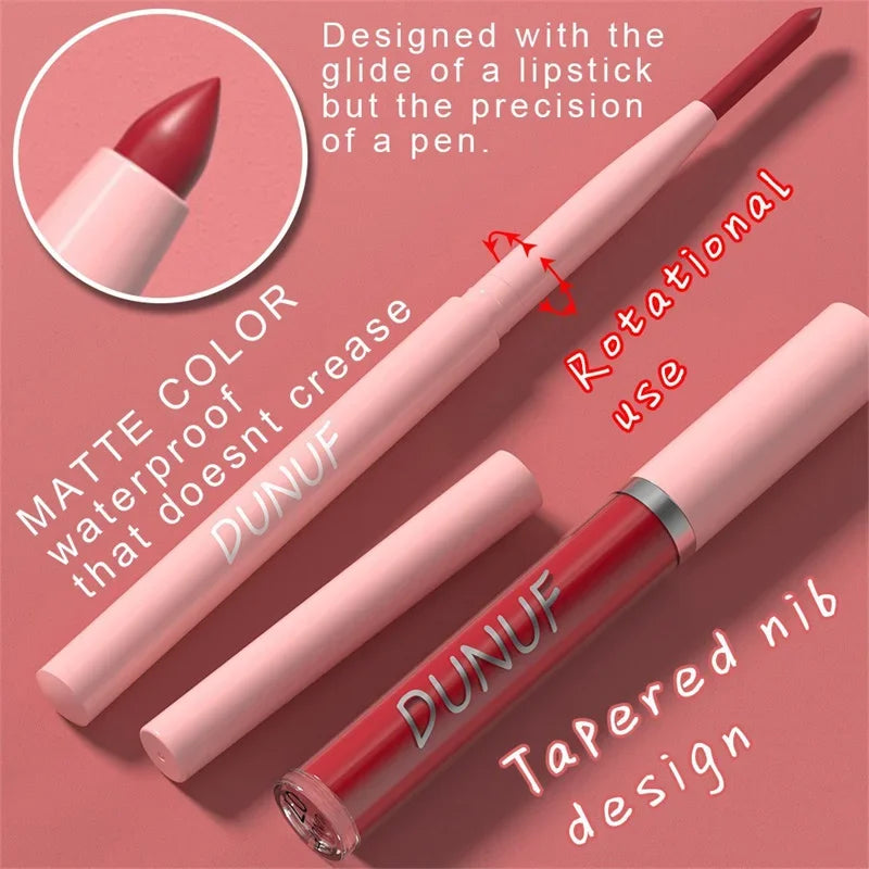 12 Color Matte Lip Liner Pencil Lip Gloss Set Waterproof Lipliner Pen Red Brown High Pigmented Lip Glaze Lips Cosmetics Makeup Zpaxo