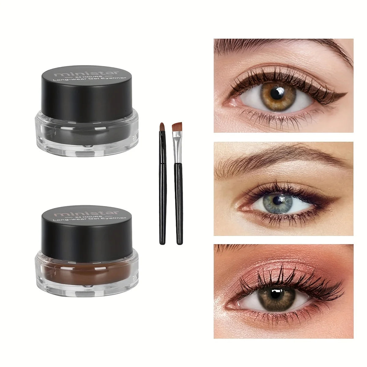 2pcs/set,Eyeliner Gel & Eyebrow Pomade,Waterproof Sweatproof Smudge Proof Long-lasting,Dual Color,Easy To Apply Eye Makeup Kit Zpaxo