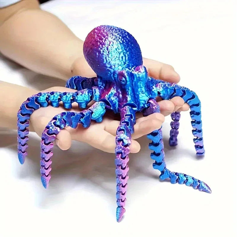 3D-Printed Articulated Octopus Figurine Realistic Stress-relief Toy