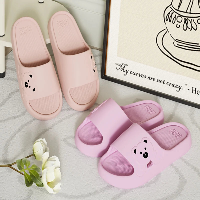 Slippers Bathroom Cartoon Bear Indoor Women Lightweight Soft EVA