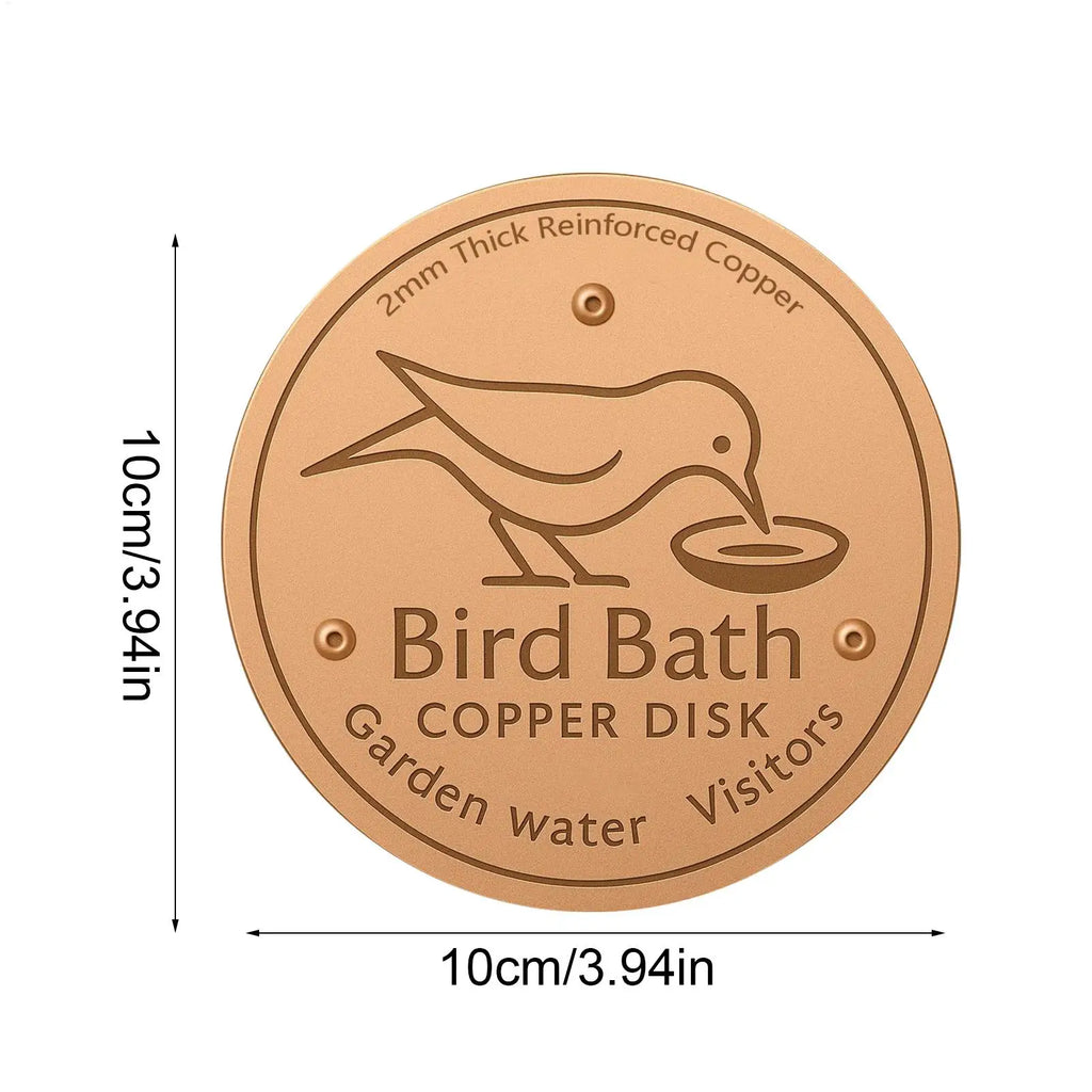 Bird Bath Copper Disk Birdbath Cleaner Feeder Accessories Triple-Point Support Purification Disc for Water Bowl All-Season Zpaxo