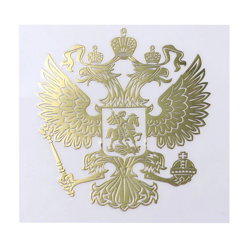 Gold Sliver Russian Eagle Metal Stickers Nickel Coat Arms 3D Car Zpaxo Gold large