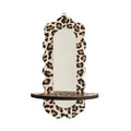 Leopard Print Wooden Floating Shelf Mirror Wall Decors Plant Display