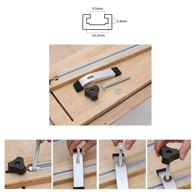 T-track Hold Down Clamp Woodworking Chute Rail Table Saw Clamps Zpaxo
