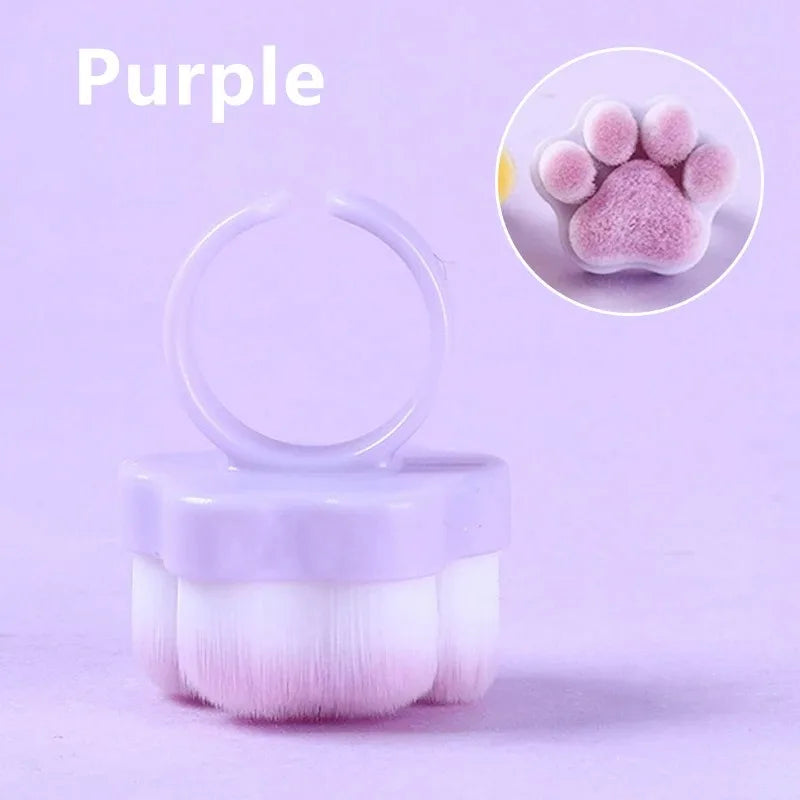 1- Cat's Paw Manicure Dust Clean Brush Finger Ring Duster Soft Hair Zpaxo 1PC Purple