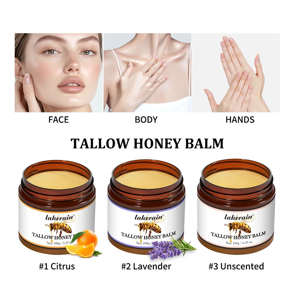 Honey Tallow Balm for Face Natural Handmade Lotion Whipped Beef Tallow Cream for Face & Body Sensitive Skin for Men & Women Zpaxo