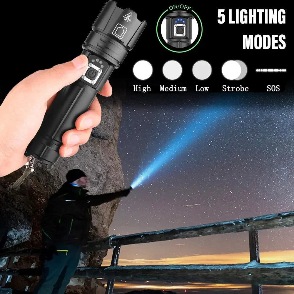 ESMARTER 30W LED Tactical Flashlight USB Rechargeable 1500m