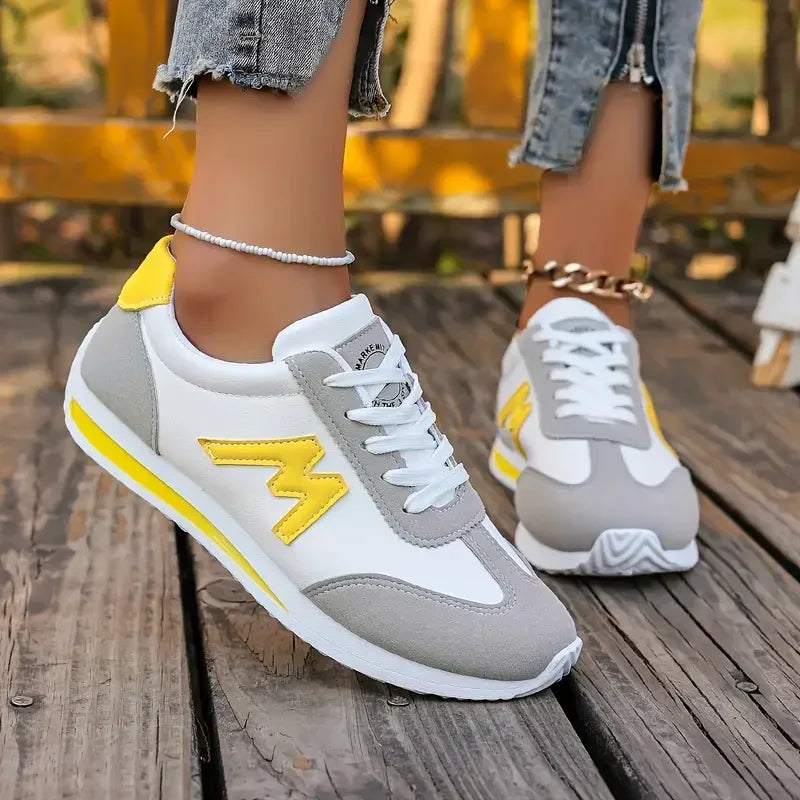 Women Sneakers Round Head Deep Mouth Sneakers Women Breathable Cross Lace Casual Sports Shoes Women Comfortable Tennis Sneakers Zpaxo YELLOW 38