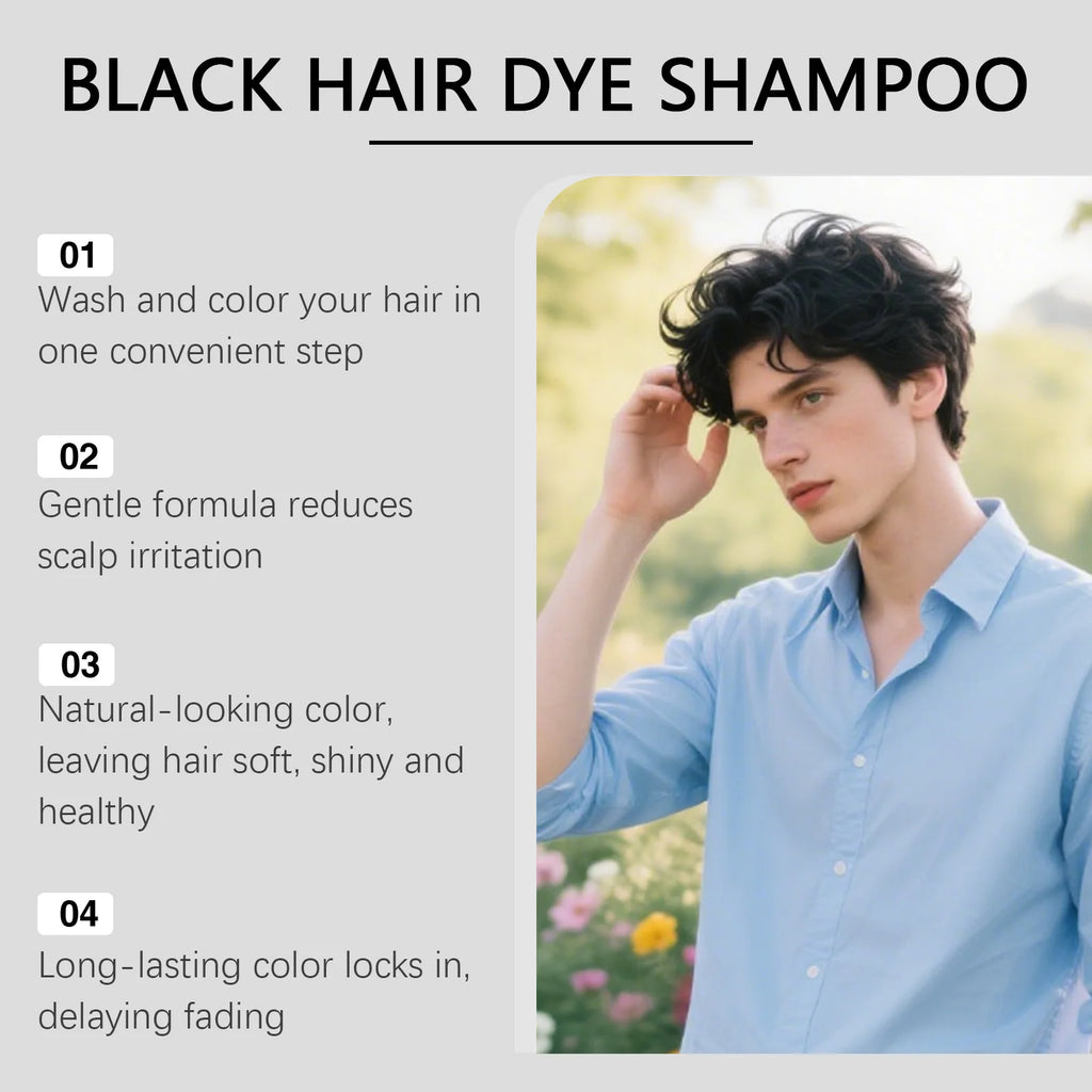East Moon Black Men's Hair Shampoo Gentle Enhances Color Naturally Even Shine Covers Gray Hair and White Beard Daily Hair Care Zpaxo