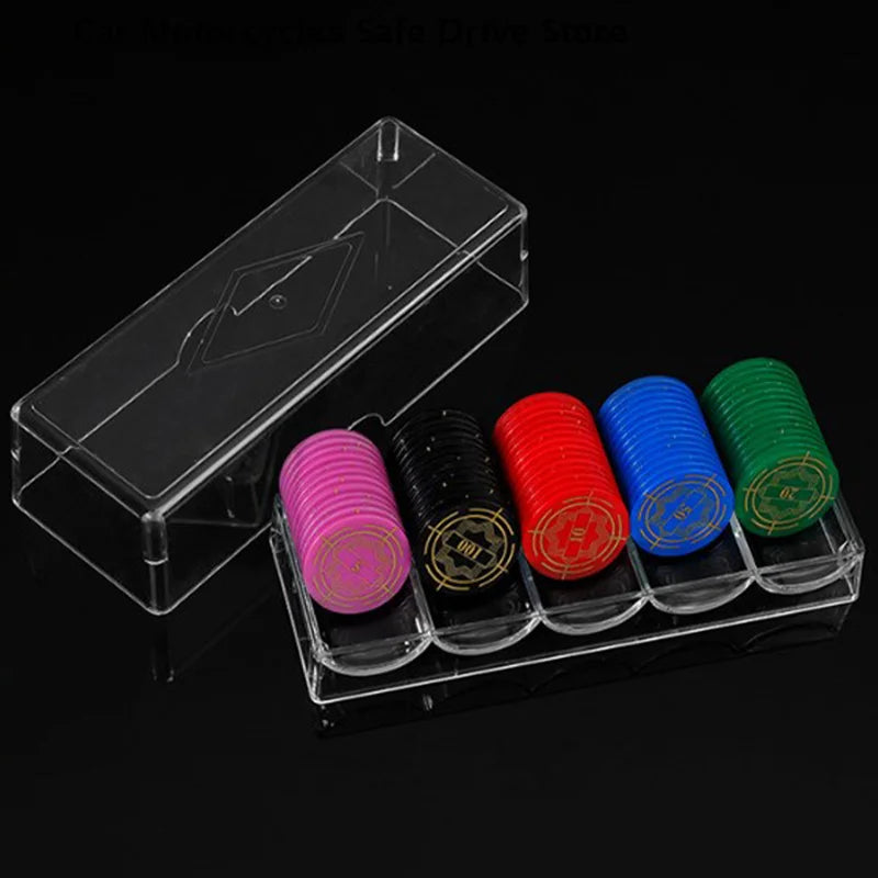 CMPortable 100 Chips Poker Chip Tray Box Casino Game 24 X 8 Acrylic