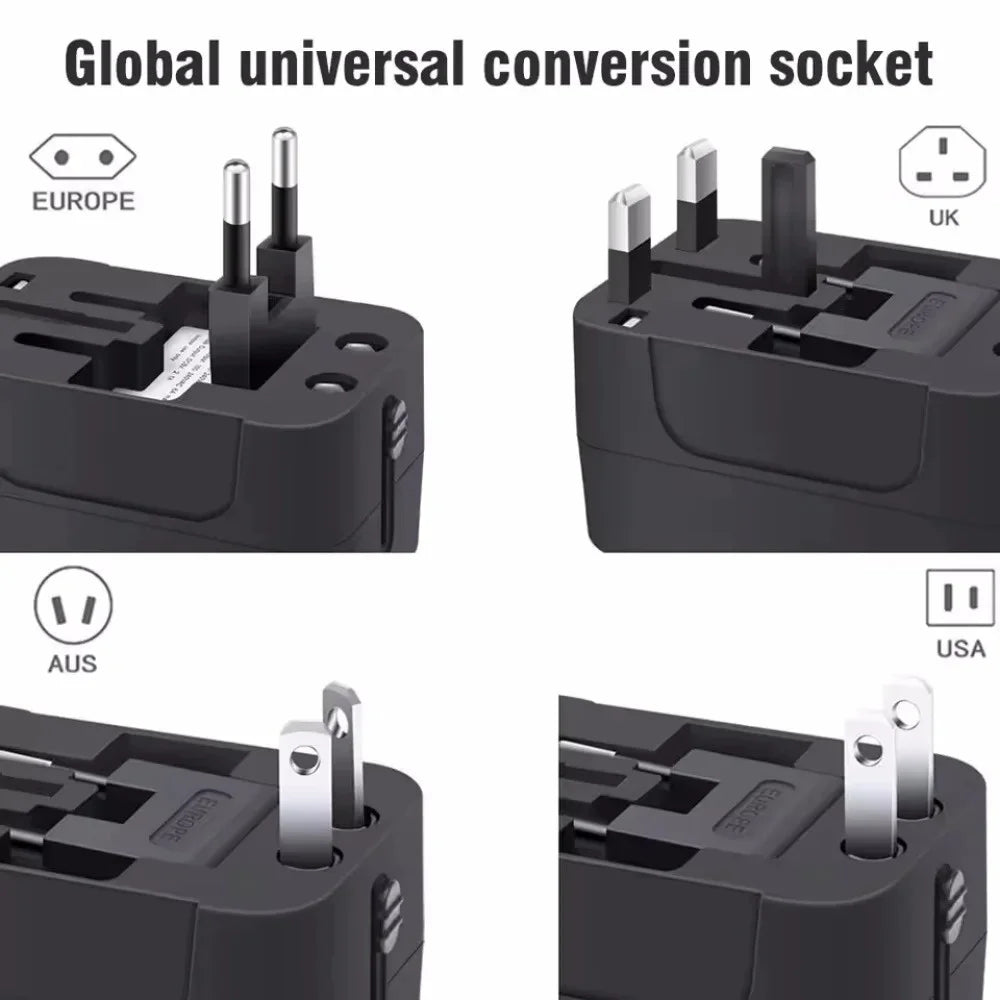 Universal Worldwide Travel Adapter Multi Plug Outlet USB Type C Socket Multi Ports Wall Adapter For EU/UK/USA Cell Phone Charger Zpaxo