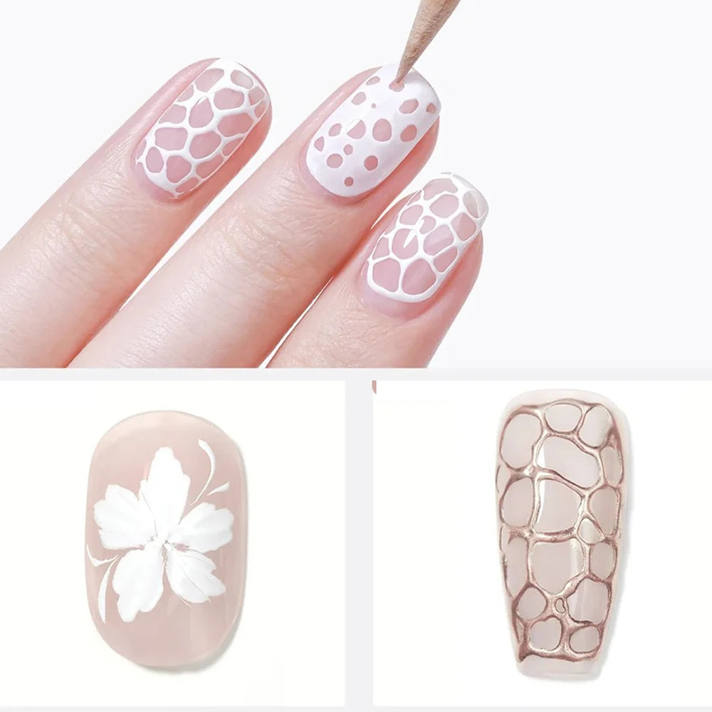 Bubble Ocean Wave Nail Poke Glue Pokeing Nail Art Gel Durable Sturdy Hole Nail Paint Art Gel UV LED Soak Off Varnish With Stick Zpaxo