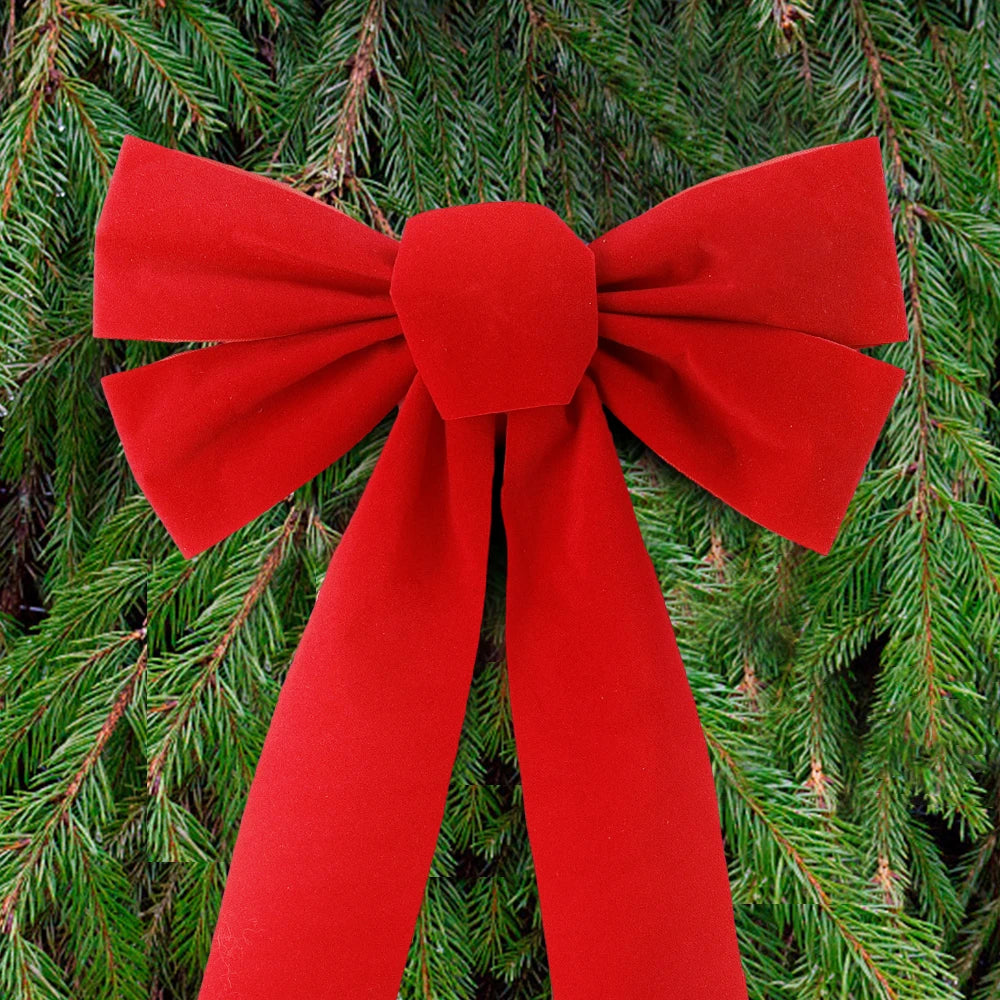 Large Red Velvet Christmas Bow – Tree Topper & Door Wreath Decor