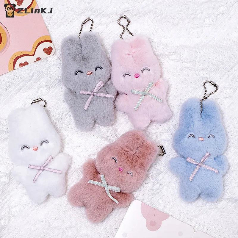 ▶1PCS Cute Rabbit Plush Keychain Cartoon Bunny Pendant Soft Stuffed Doll for Kids Backpack Bag Decorative Toy Zpaxo