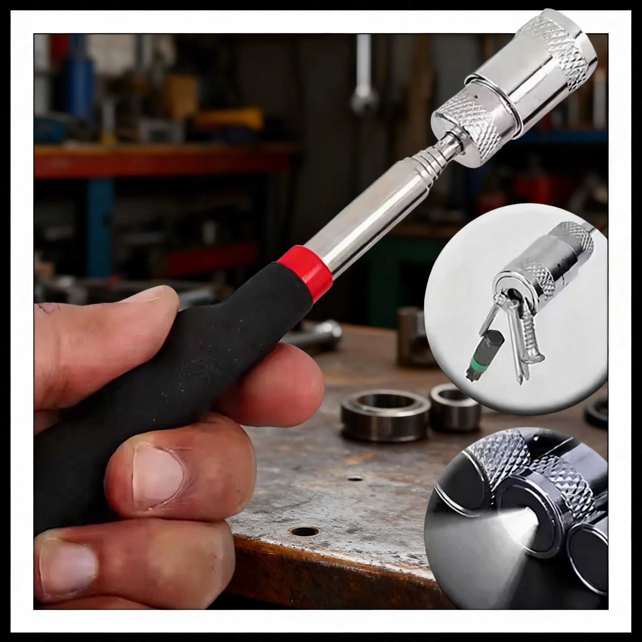 Telescopic Magnetic Pickup Tool with LED Light | Extendable Rod Magnetic Pickup Tool Zpaxo