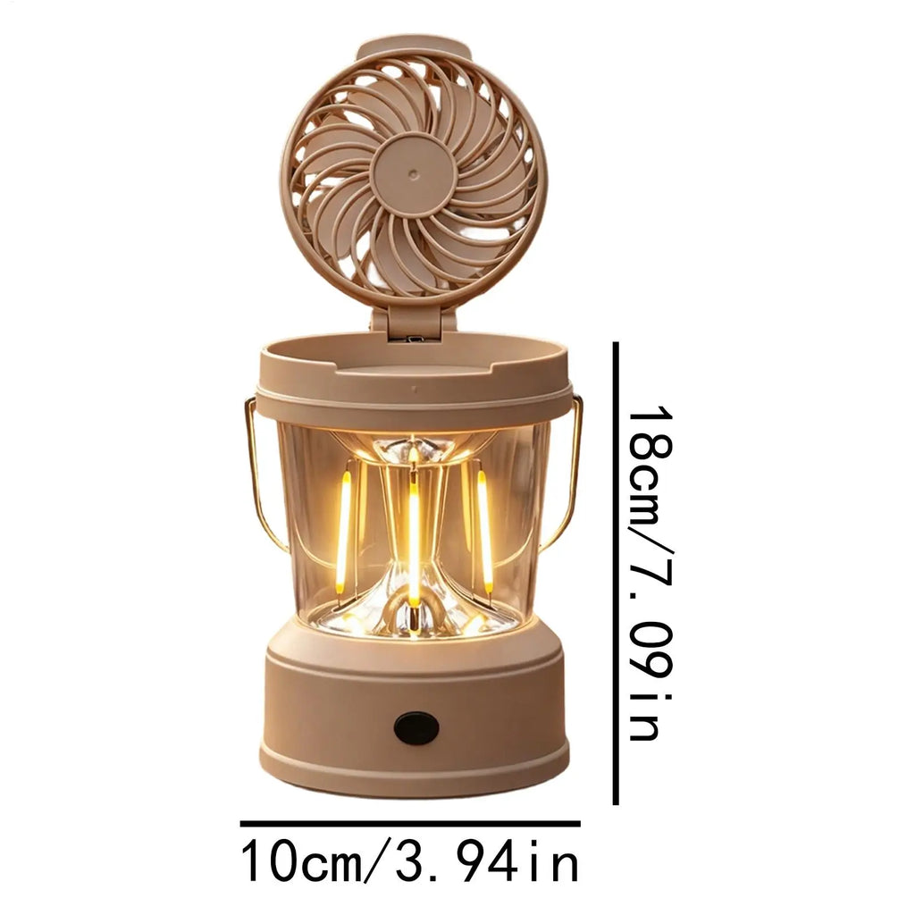 Camping Lantern Fan 2-in-1 Foldable Portable Brightness Electric Camp