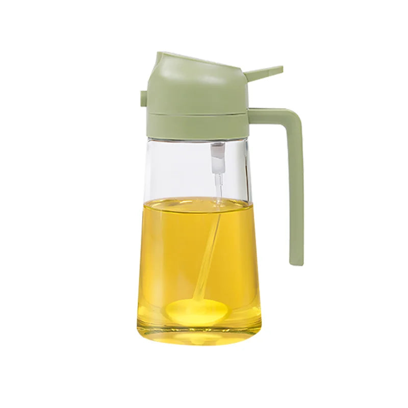 2in1 Plastic Spray Oil Sprayer Bottle Dispenser Jar Cruet BBQ Kitchen Zpaxo 500ml Green