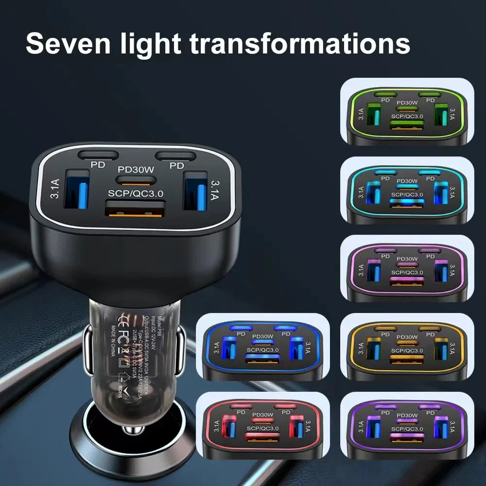 UYUXIO 1 USB C Car Charger Adapter PD 30W Multi Ports Fast Charge
