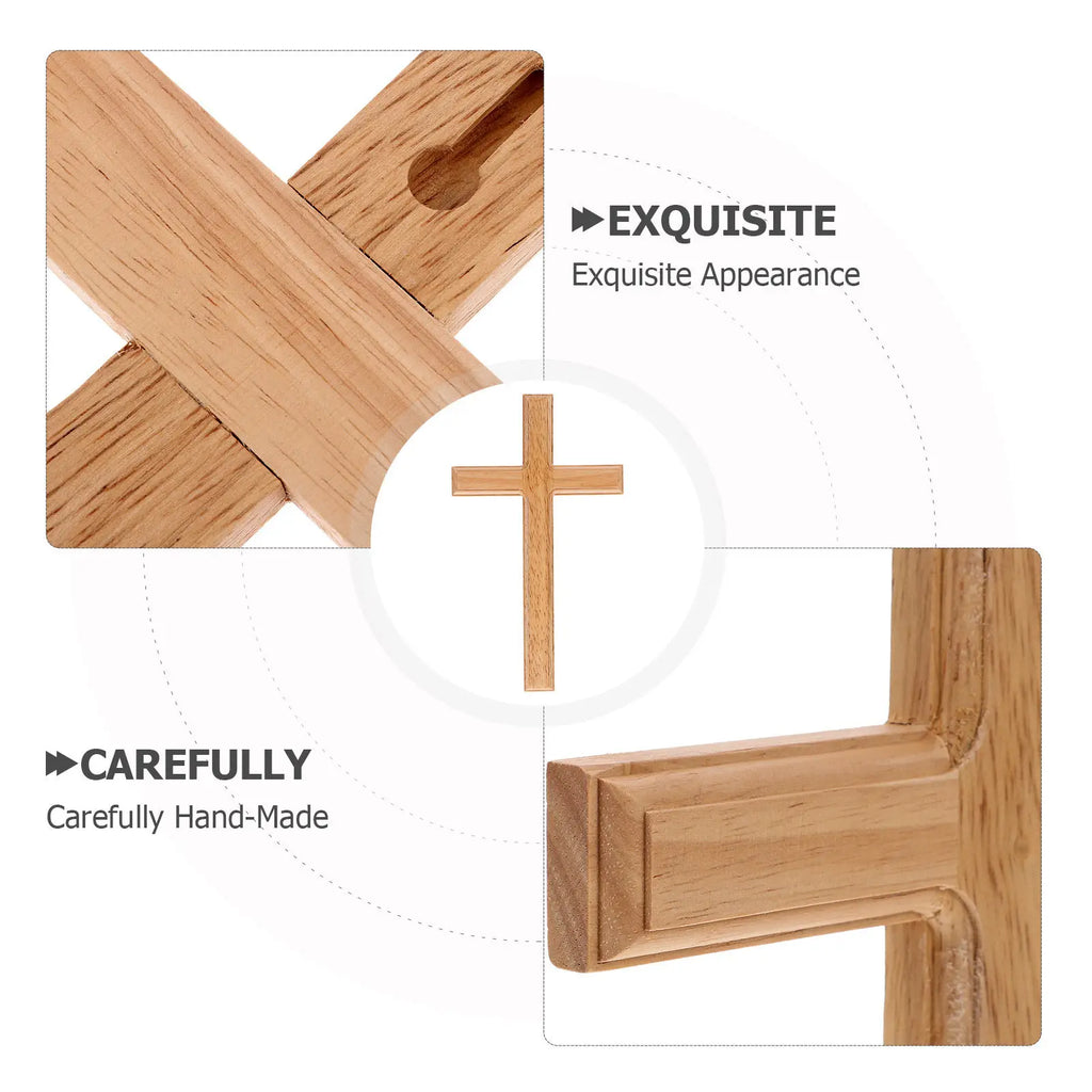 Wooden Wall Cross Decor Medium Round Edges Smooth Surface Safe