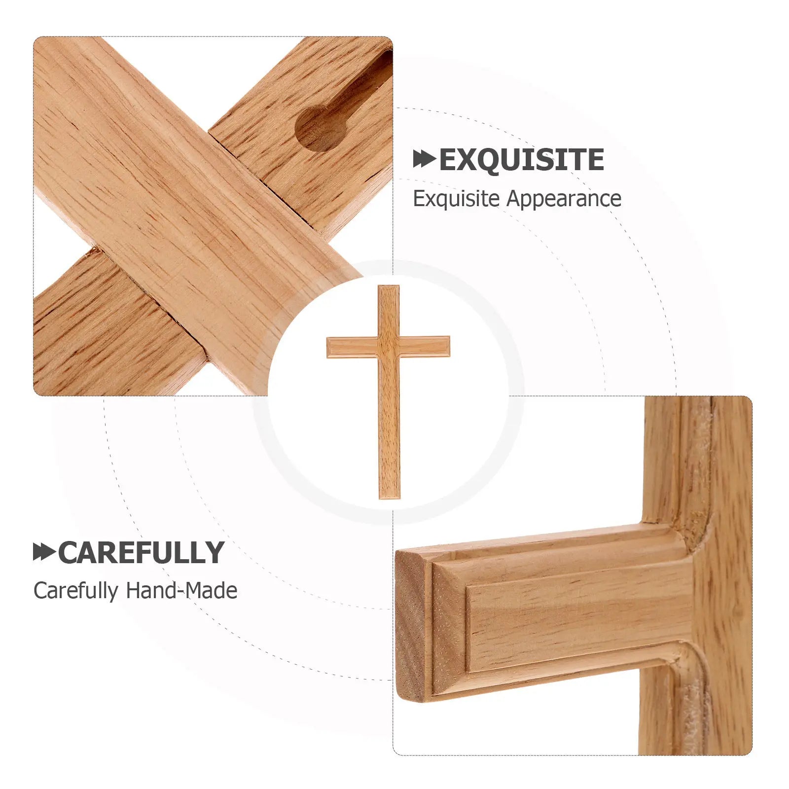 Wooden Wall Cross Decor Medium Round Edges Smooth Surface Safe