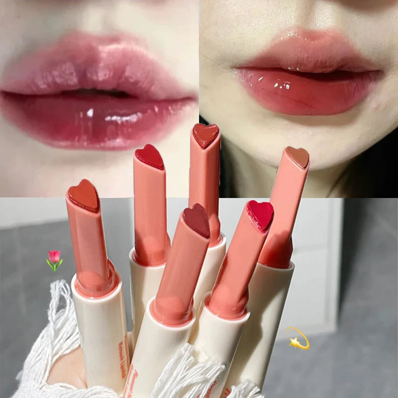 Mirror Glass Solid Lip Glaze Moisturizing Heart Shape Water Light