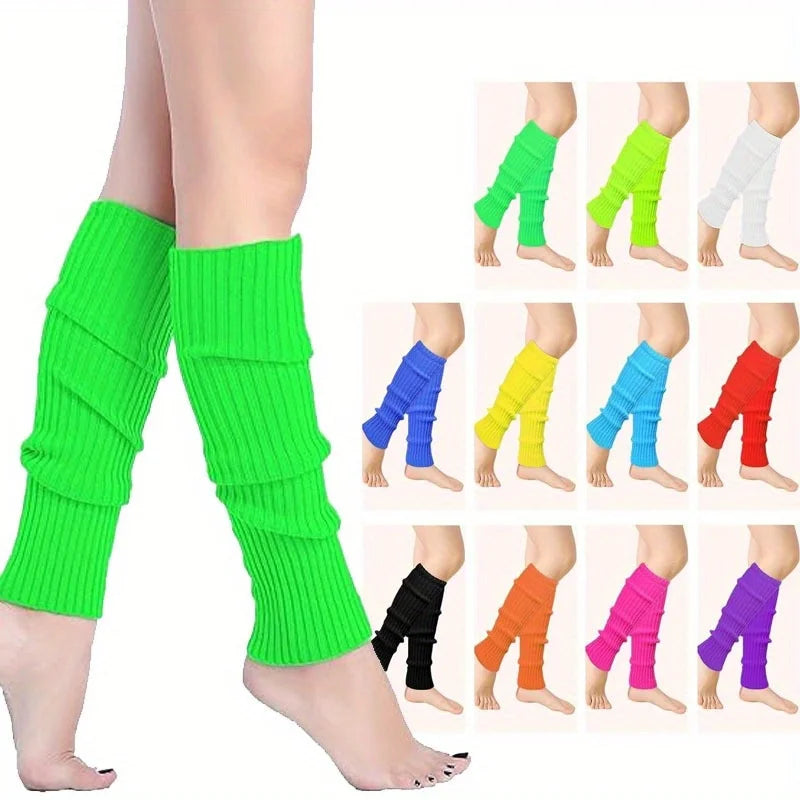 1 Pairs Buauty 80s 90s Leg Warmers Women Neon Ribbed Socks Stylish