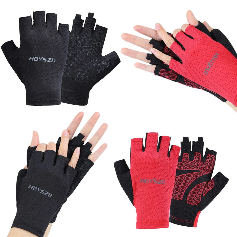 Half Finger Gloves Breathable Bike Riding Gloves Reflective Bike Protection Gloves Bicycle Hiking Gloves for Outdoor Sports Zpaxo