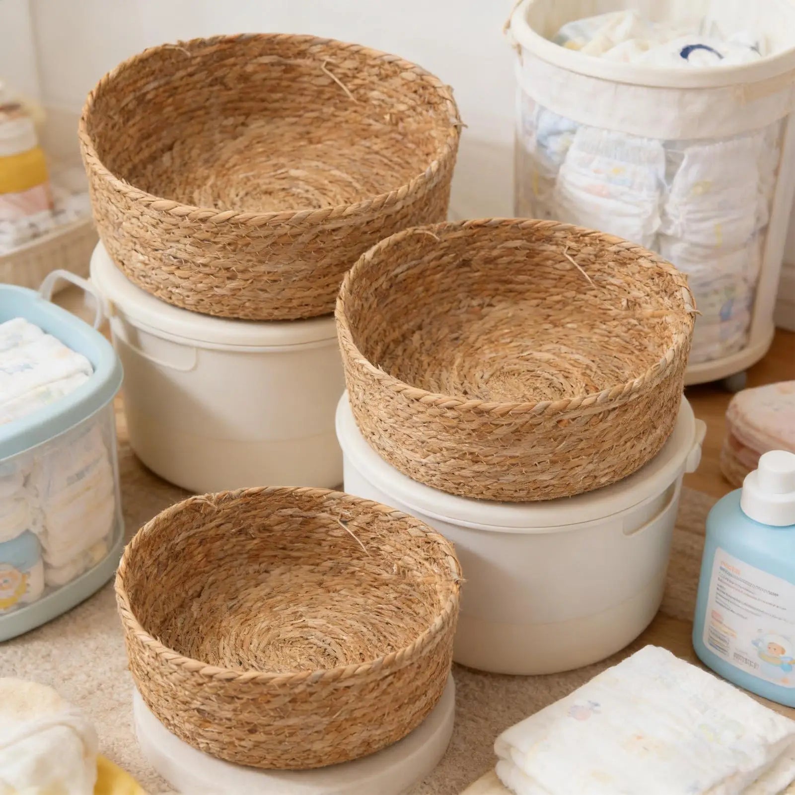 3-Piece Woven Rattan Wicker Storage Baskets – Kitchen & Home Wicker Storage Baskets Zpaxo