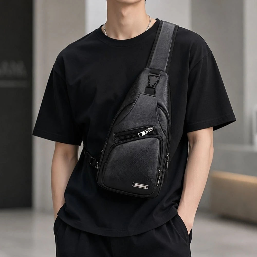 Men's Chest Bag Adjustable Strap Zipper Closure Multifunctional