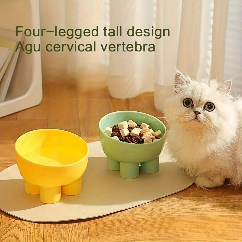 Elevated Cat Bowl Stand Durable Plastic Pet Food Water Dish Sleek
